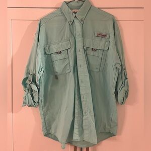 teal columbia fishing shirt
